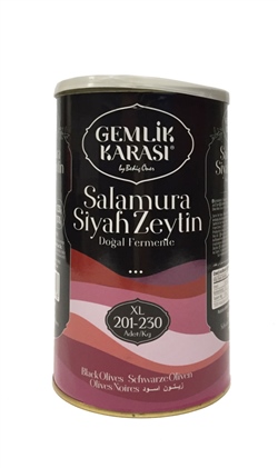 Gemlik Karası Salamura Siyah Zeytin  XL 201-230  800 Gr